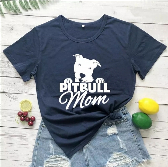 Tops - ❤ 5⭐ rated "Pitbull Mom" Cotton T Shirt